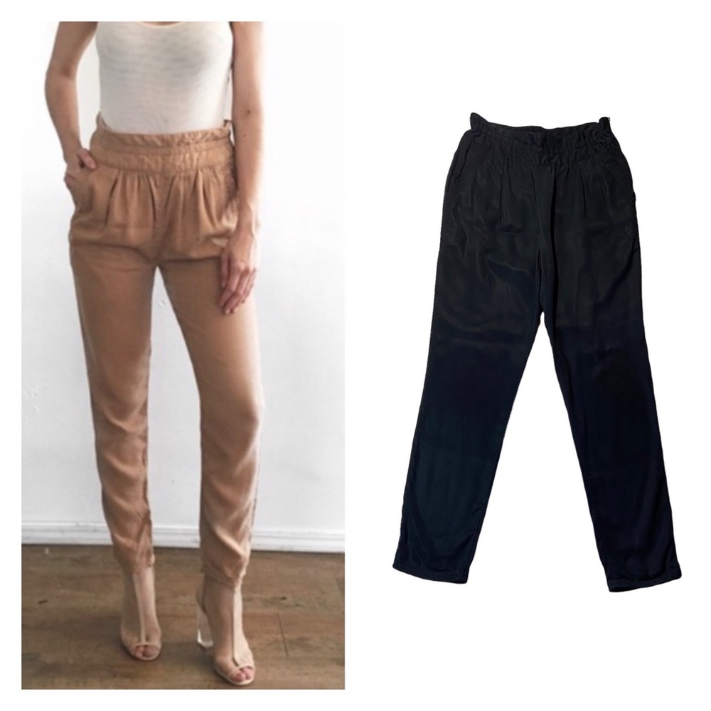 ARITZIA WILFRED Casbah Lyocell Paperbag Waist Trousers Black Size 6